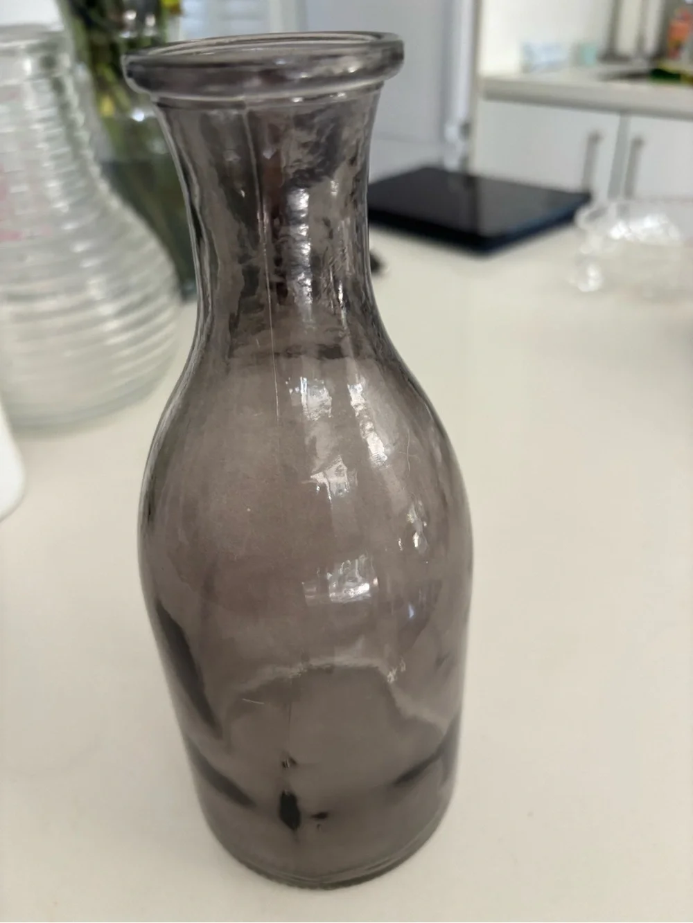 Smoky Gray Decorative Glass Vase - Elegant Home Accent